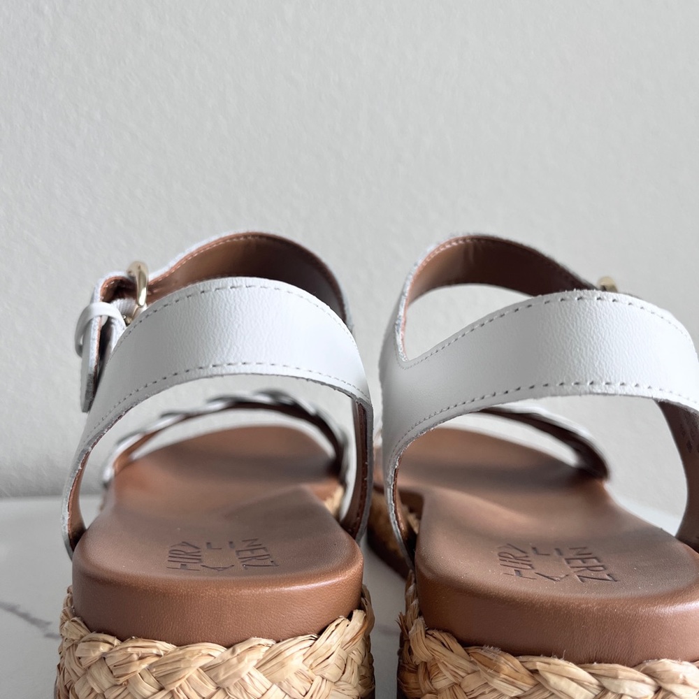 Naturalizer Neila White Leather Braided Espadrille Sandal Buckle Size 8 Wide - Picture 11 of 16
